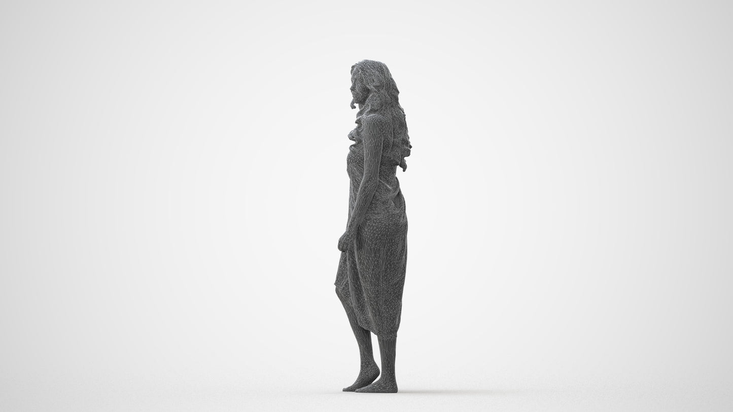 3D human model woman pool, photogrammetry scanned person for archviz, square thumbnail