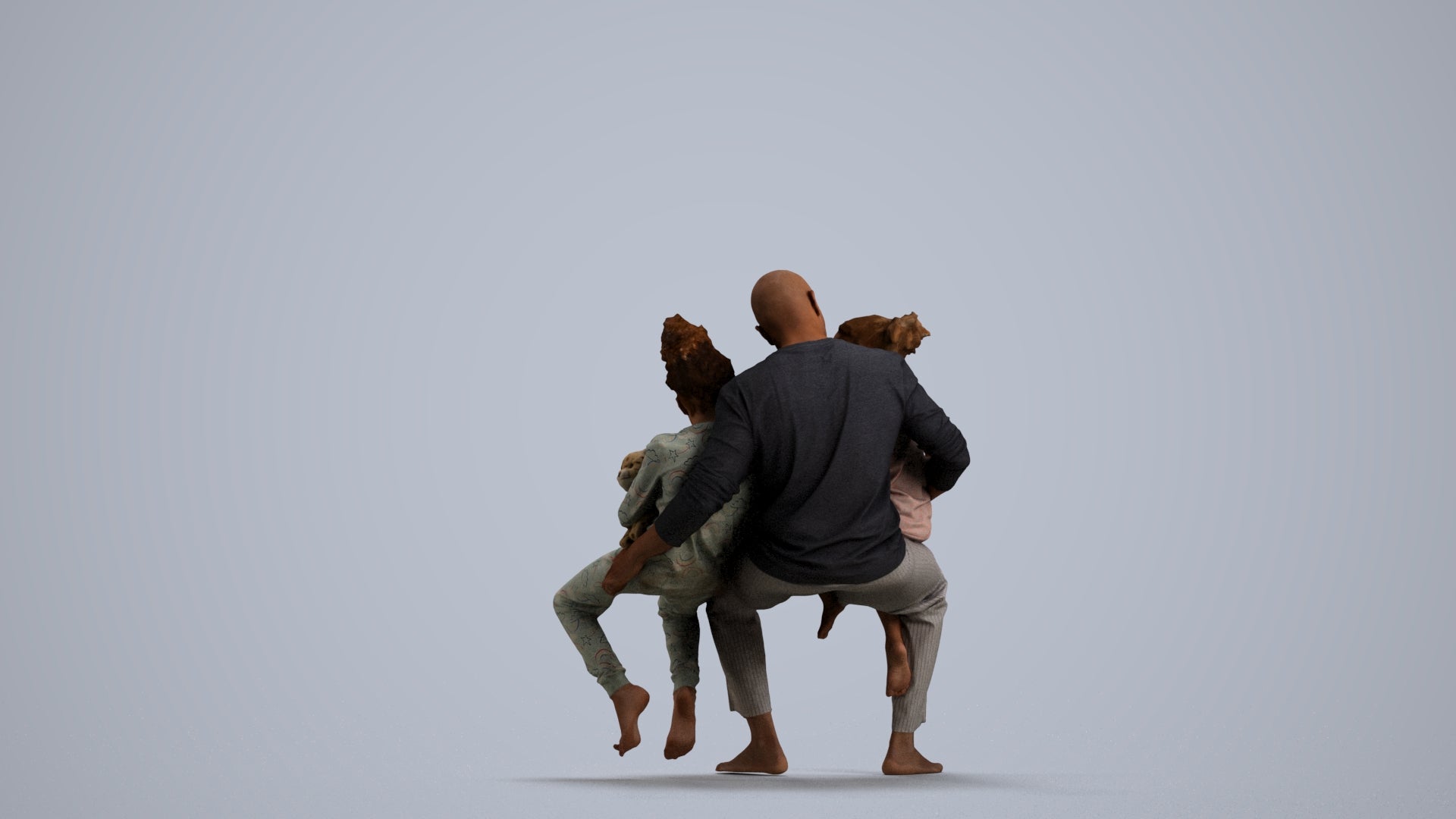 realistic 3D human girl casual kids, archviz people FBX OBJ for Blender, front view render