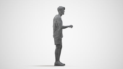 realistic 3D people man sport standing, render-ready for V-Ray and Corona, FBX OBJ, wireframe side view