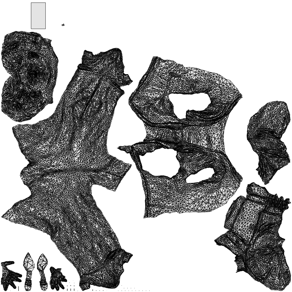 3D people model woman casual standing, scanned human for 3ds Max rendering, wireframe top-down view