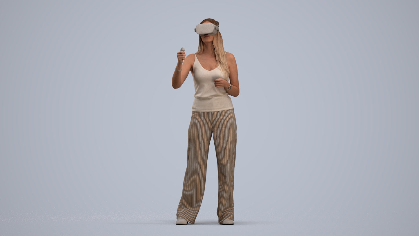 realistic 3D people woman casual standing, render-ready for V-Ray and Corona, FBX OBJ, standing pose render