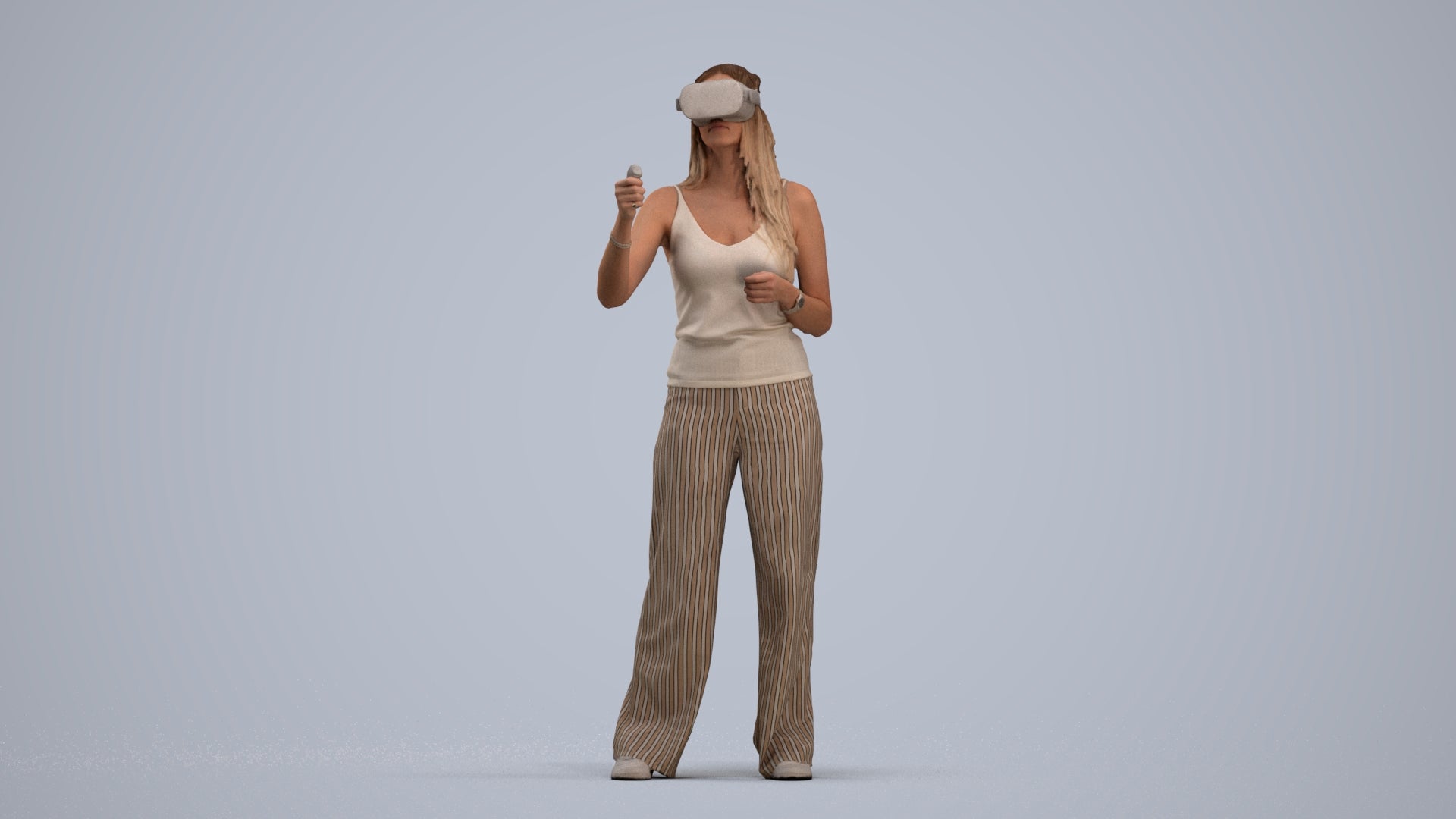 realistic 3D people woman casual standing, render-ready for V-Ray and Corona, FBX OBJ, standing pose render