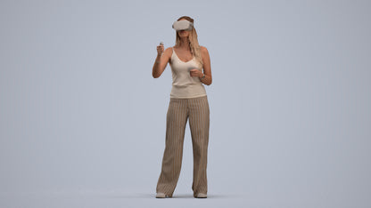 realistic 3D people woman casual standing, render-ready for V-Ray and Corona, FBX OBJ, standing pose render