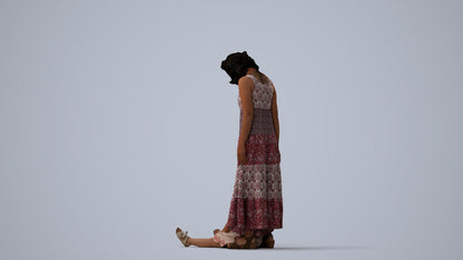 photogrammetry 3D girl casual kids, realistic human model archviz FBX, three-quarter view render
