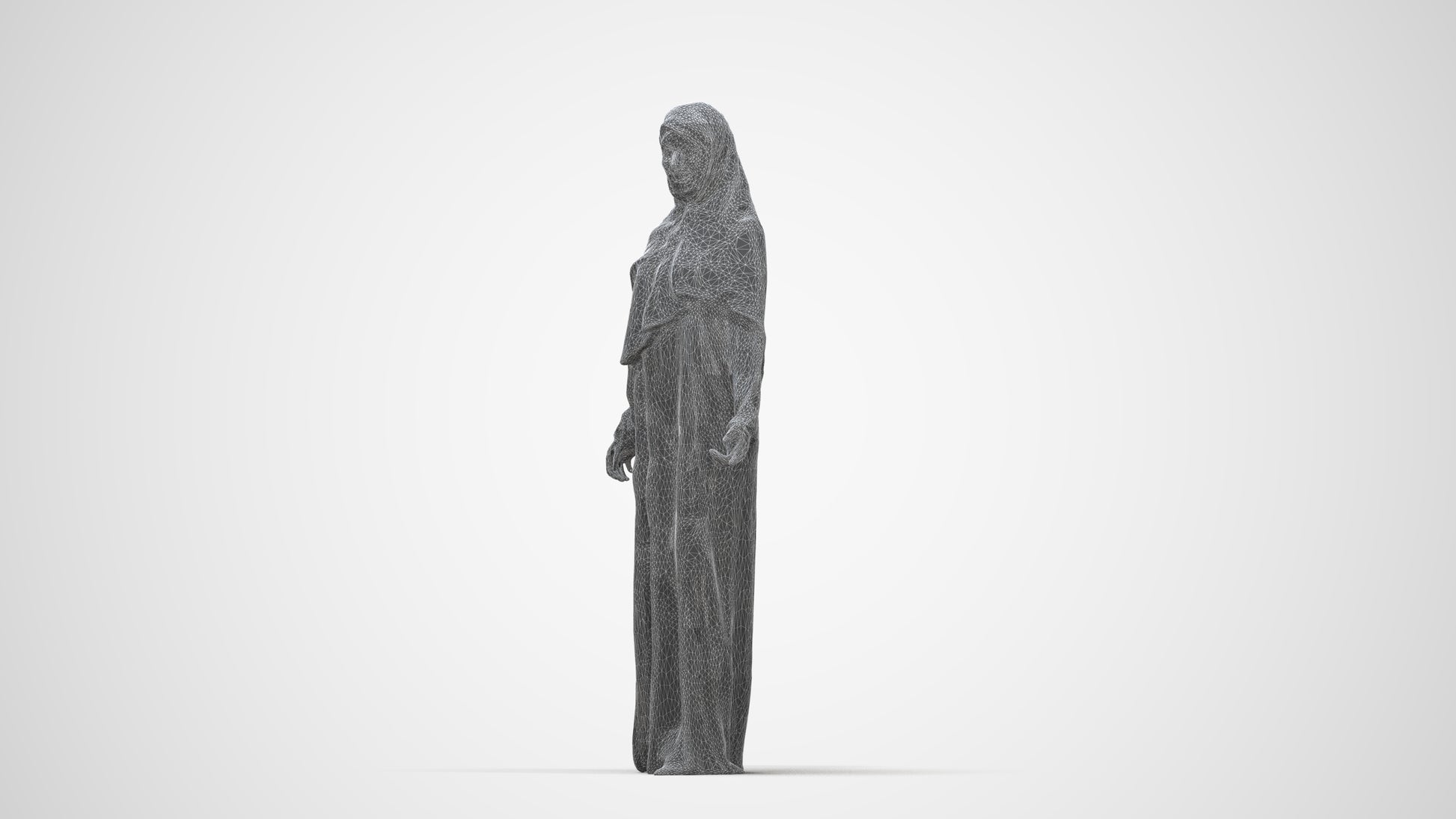 photogrammetry 3D woman standing, realistic human model archviz FBX, wireframe back view
