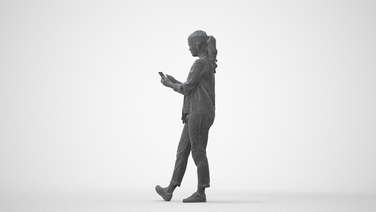 3D people model woman casual standing, scanned human for 3ds Max rendering, square thumbnail