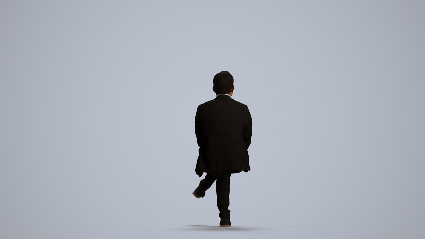 3D people model man business, scanned human for 3ds Max rendering, front view render