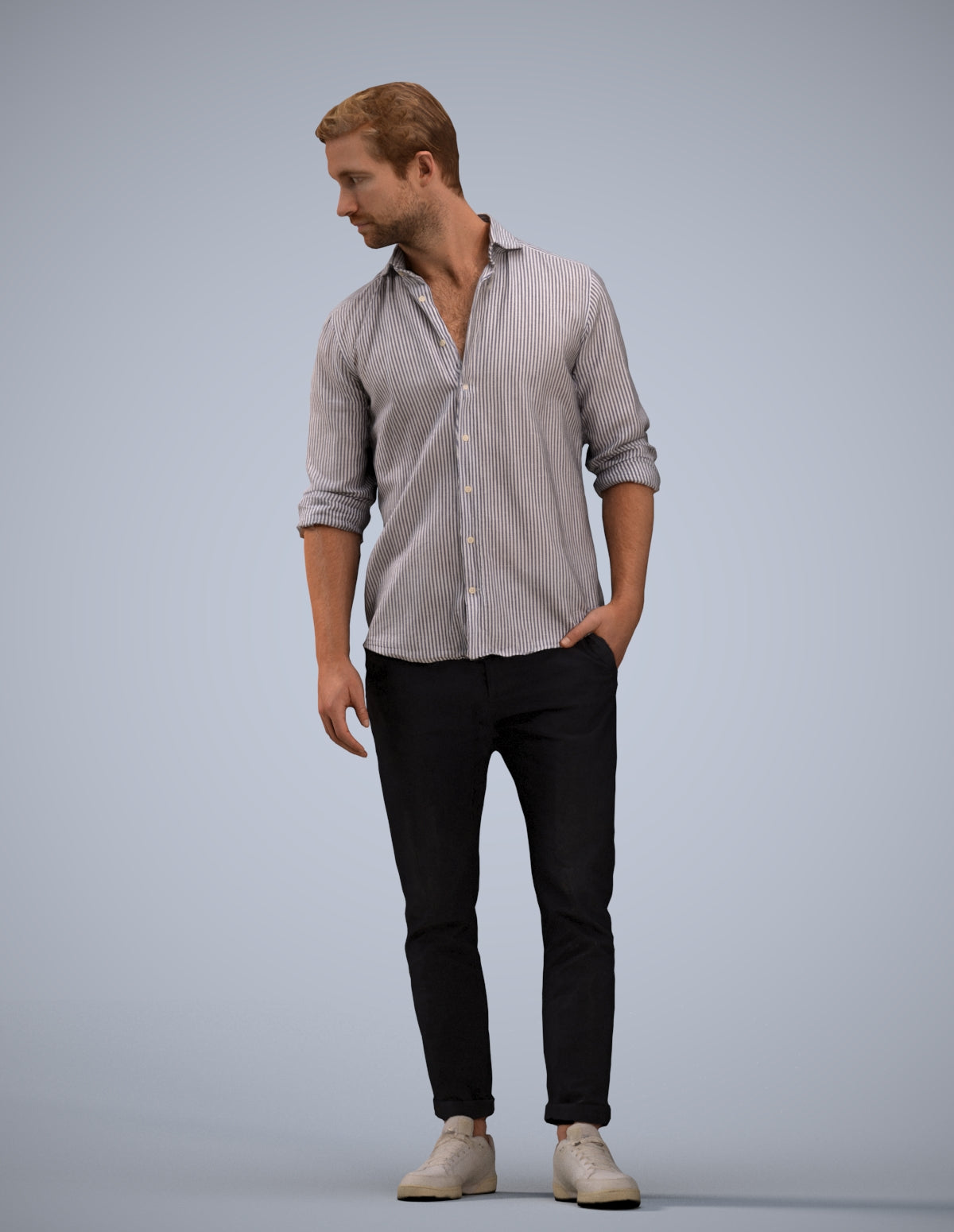 realistic 3D people man casual standing, render-ready for V-Ray and Corona, FBX OBJ