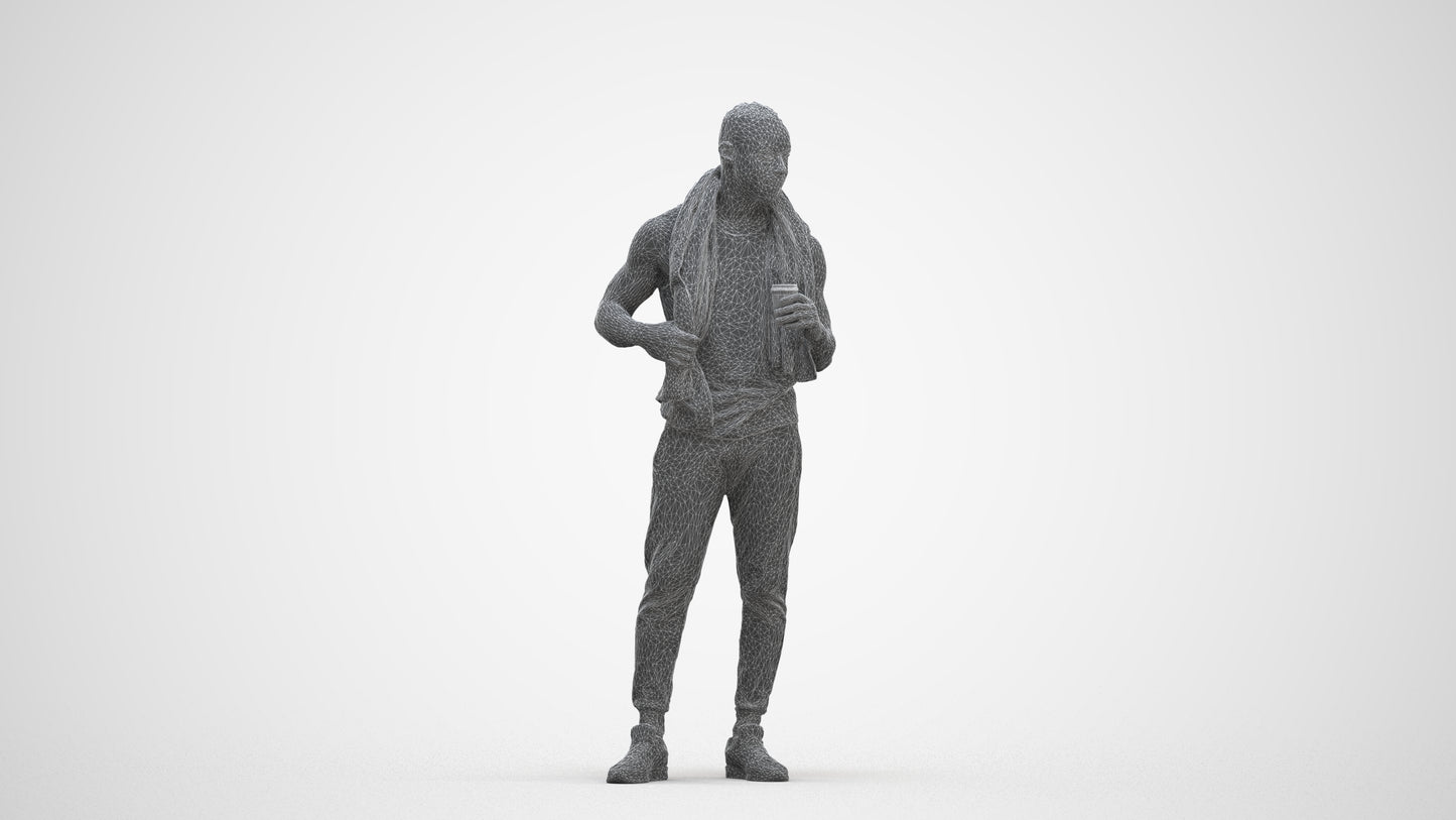 realistic 3D people man casual sport, render-ready for V-Ray and Corona, FBX OBJ, three-quarter front view render