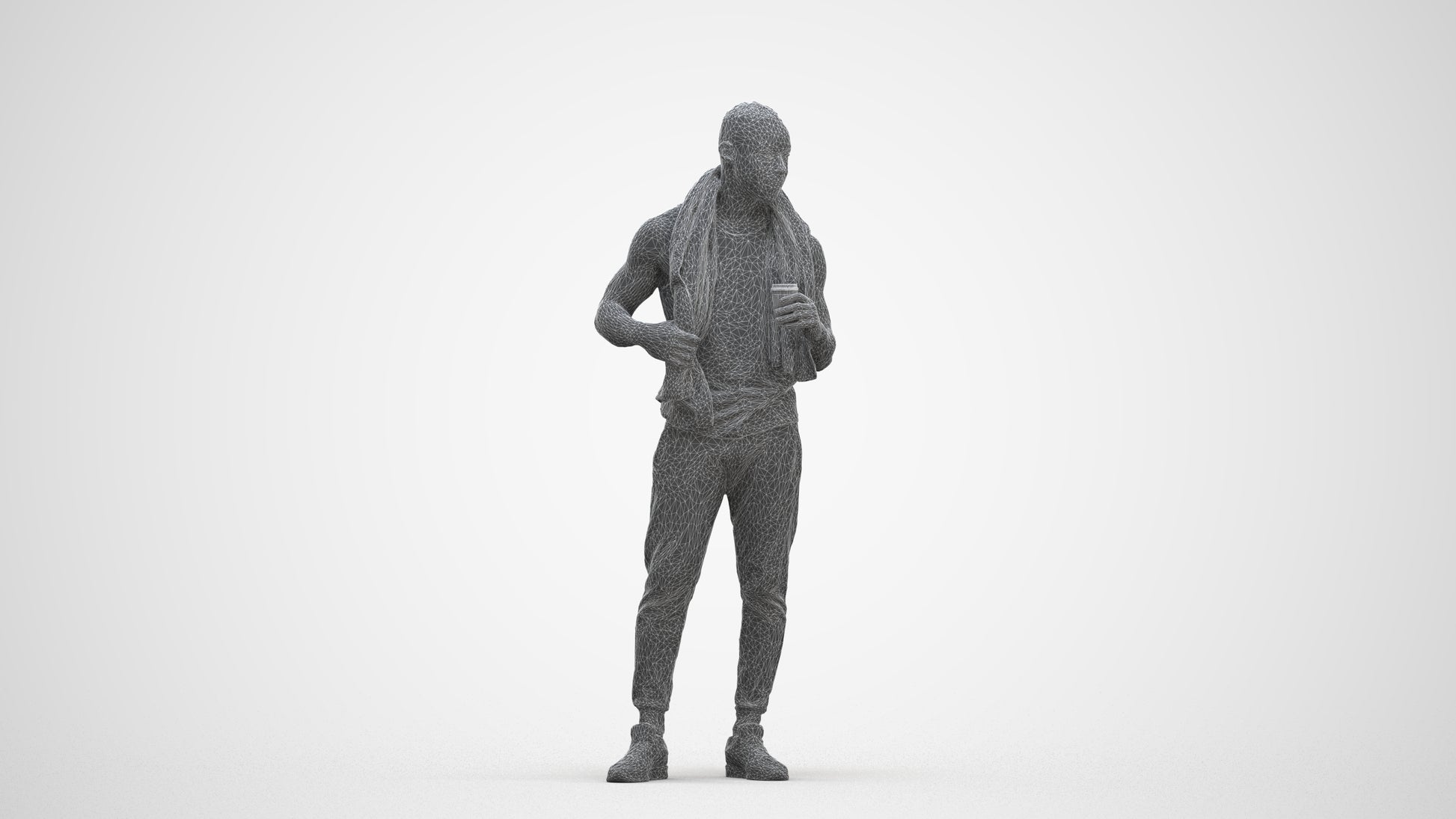 realistic 3D people man casual sport, render-ready for V-Ray and Corona, FBX OBJ, three-quarter front view render