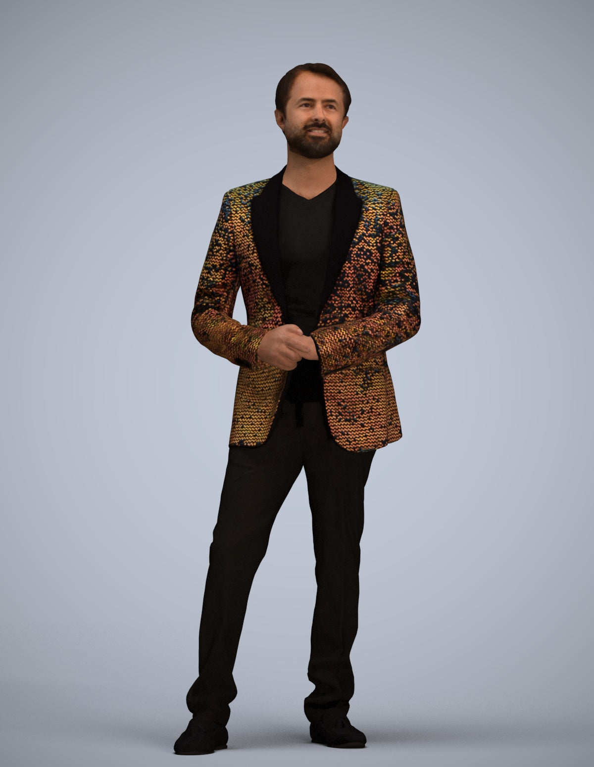 realistic 3D man formal cycling, scanned archviz people for Blender and 3ds Max