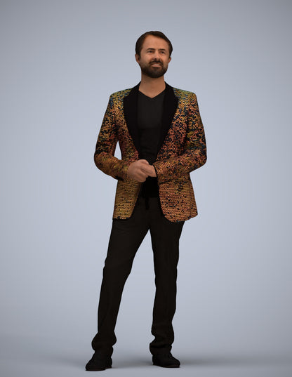 realistic 3D man formal cycling, scanned archviz people for Blender and 3ds Max