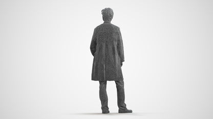 scanned 3D man standing, photogrammetry people for Enscape and V-Ray, wireframe front view