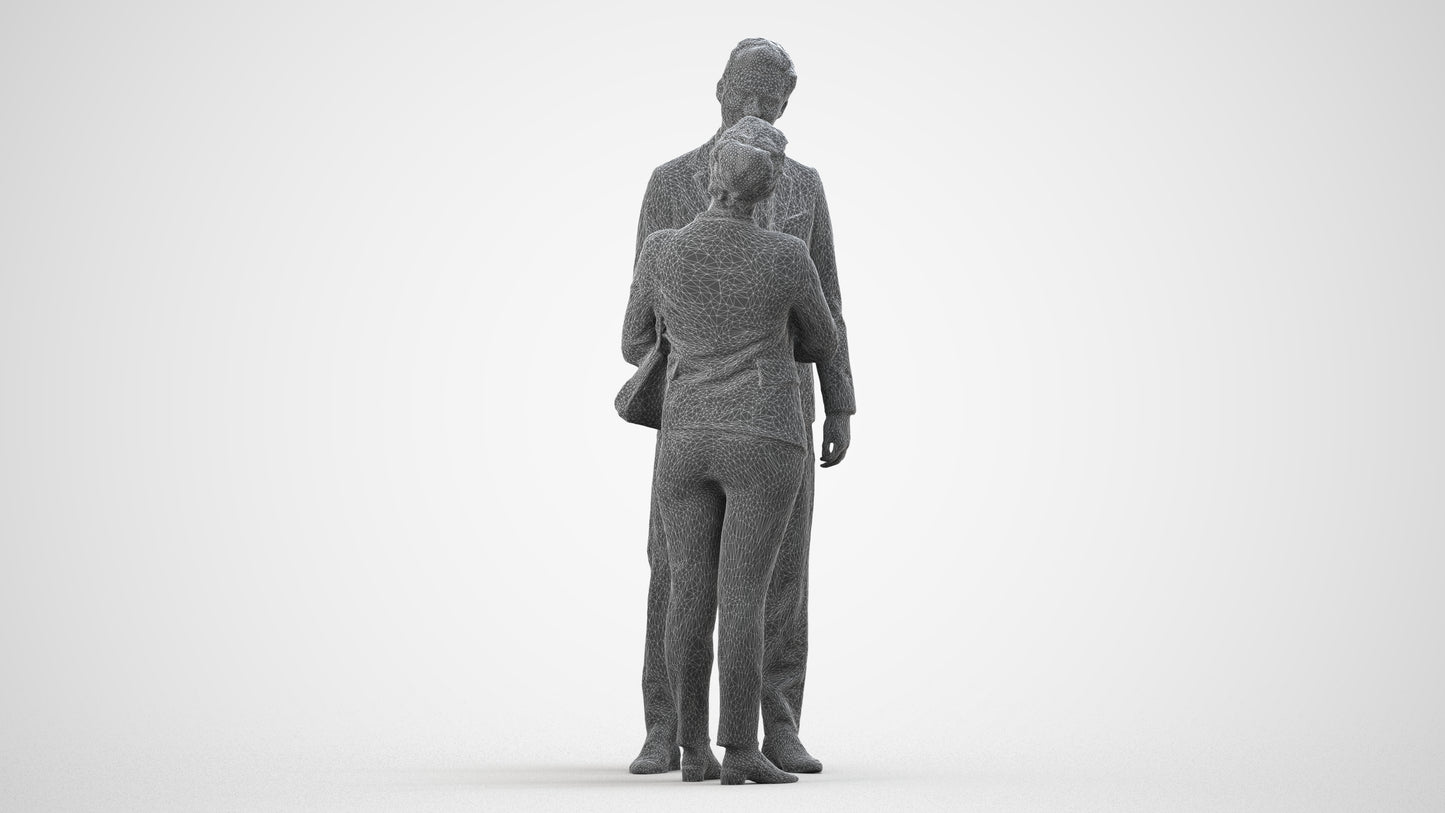 realistic 3D people woman business, render-ready for V-Ray and Corona, FBX OBJ, wireframe side view