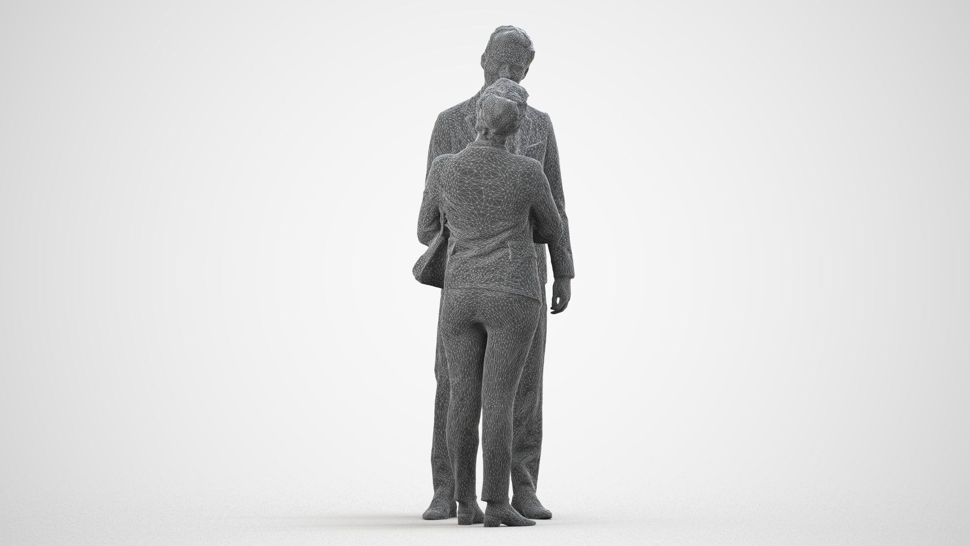 realistic 3D people woman business, render-ready for V-Ray and Corona, FBX OBJ, wireframe side view