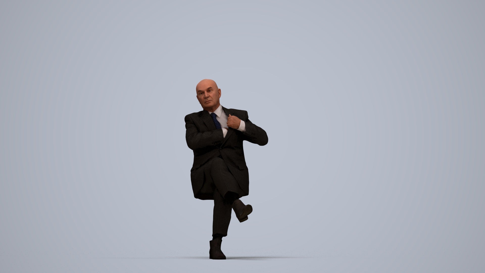 realistic 3D human senior man business mix, archviz people FBX OBJ for Blender, top-down view render