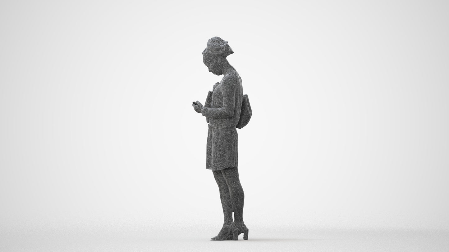 scanned 3D woman casual standing, photogrammetry people for Enscape and V-Ray, square thumbnail