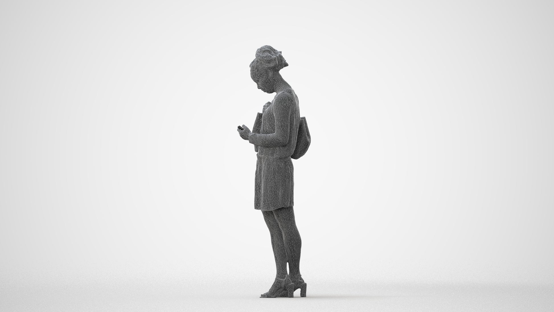 scanned 3D woman casual standing, photogrammetry people for Enscape and V-Ray, square thumbnail