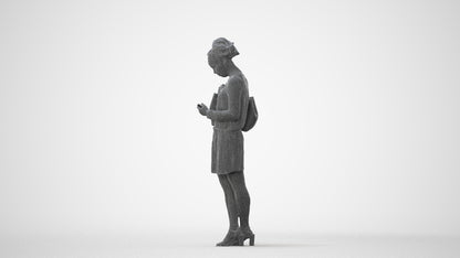 scanned 3D woman casual standing, photogrammetry people for Enscape and V-Ray, square thumbnail