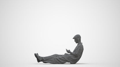 photogrammetry 3D man casual sitting, realistic human model archviz FBX, three-quarter front view render