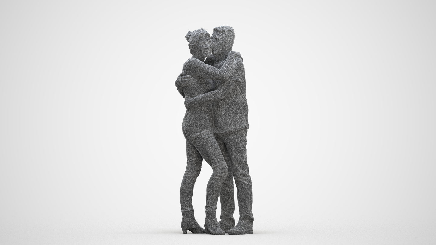 scanned 3D senior woman casual couple, photogrammetry people for Enscape and V-Ray, three-quarter front view render