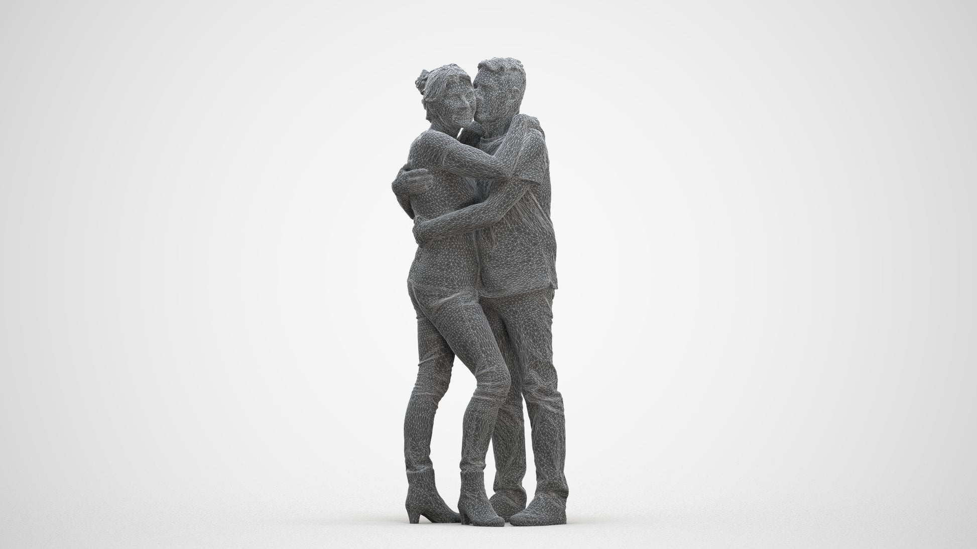 scanned 3D senior woman casual couple, photogrammetry people for Enscape and V-Ray, three-quarter front view render