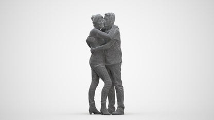 scanned 3D senior woman casual couple, photogrammetry people for Enscape and V-Ray, three-quarter front view render