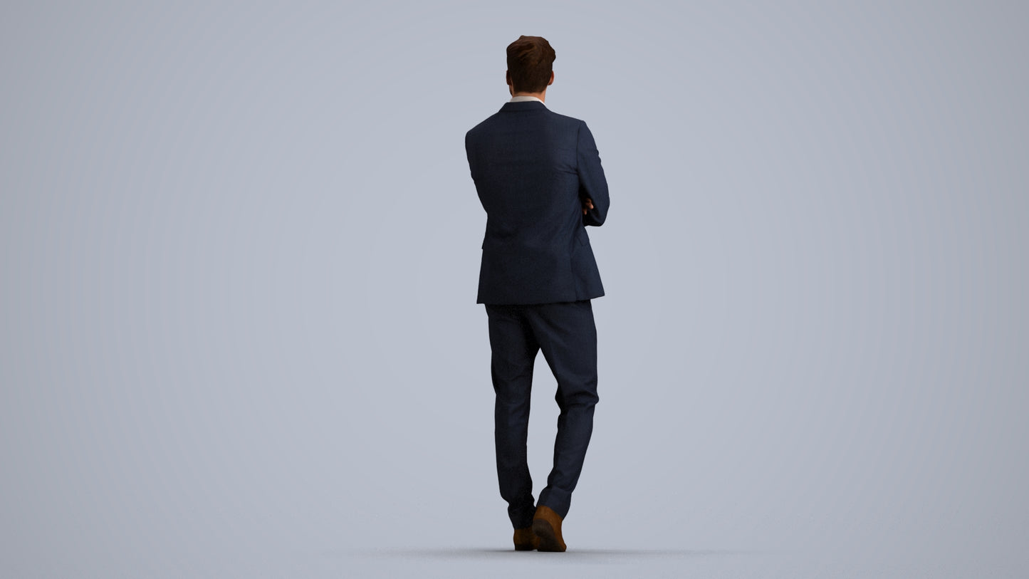 photogrammetry 3D man business, realistic human model archviz FBX, front view render