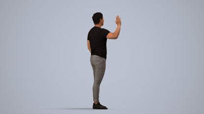 scanned 3D man casual standing, photogrammetry people for Enscape and V-Ray, side view render