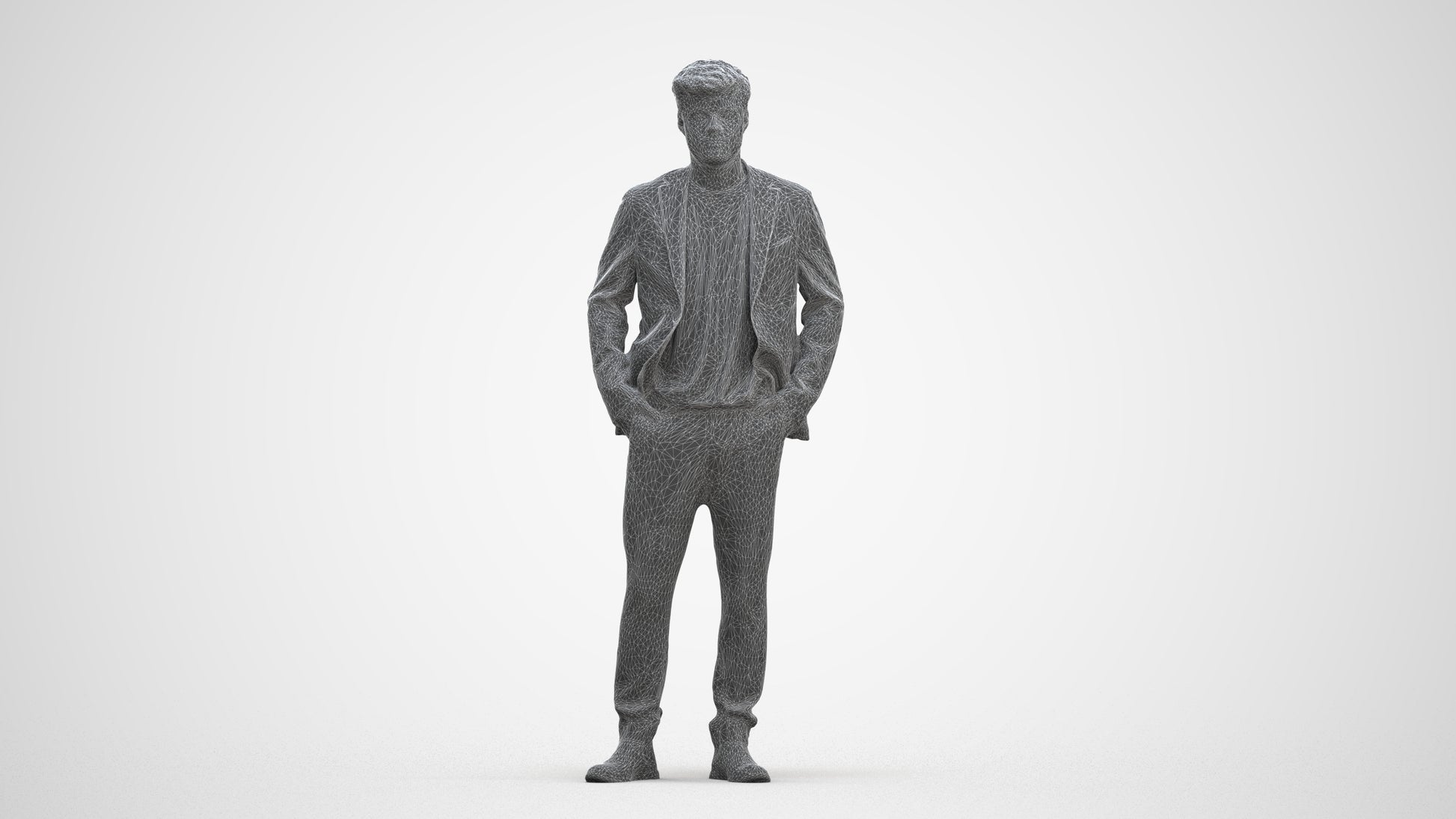 3D scanned man business, photorealistic archviz people for Enscape and SketchUp, three-quarter front view render