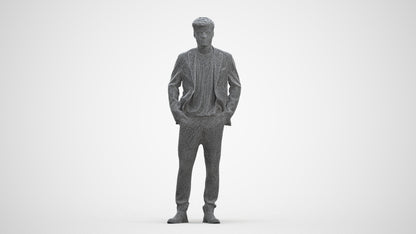 3D scanned man business, photorealistic archviz people for Enscape and SketchUp, three-quarter front view render