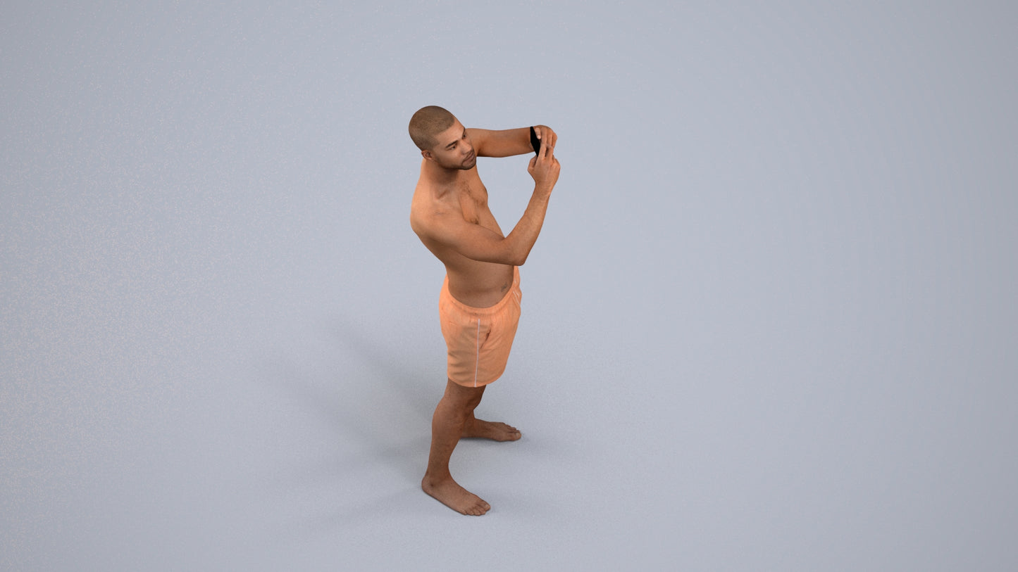 scanned 3D man pool, photogrammetry people for Enscape and V-Ray, back view render