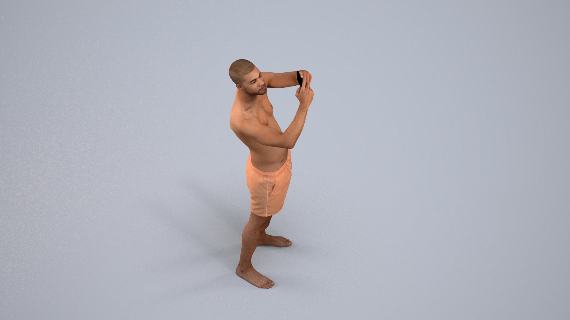 scanned 3D man pool, photogrammetry people for Enscape and V-Ray, back view render