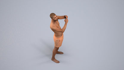 scanned 3D man pool, photogrammetry people for Enscape and V-Ray, back view render