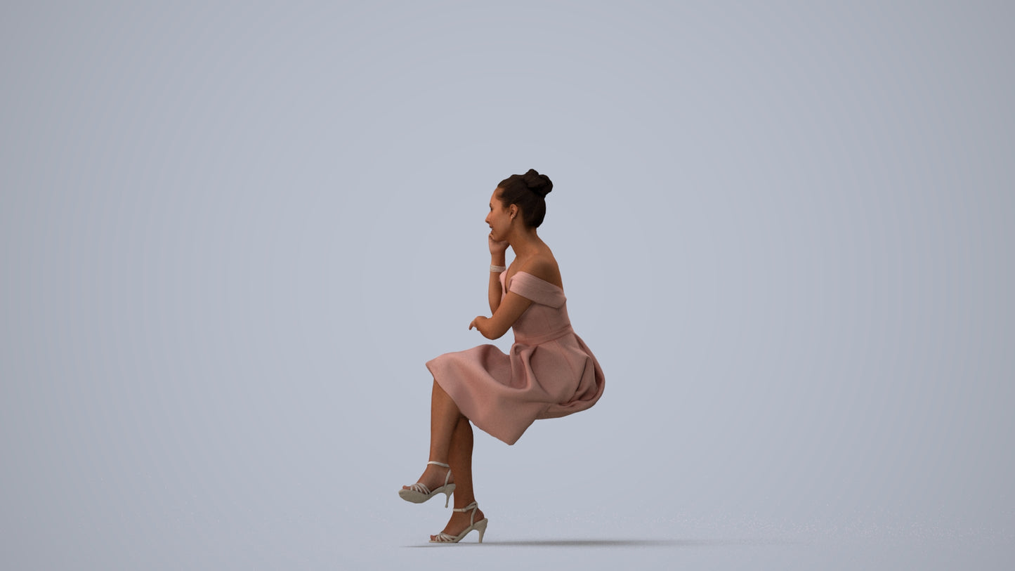 3D people model woman formal formalaffairs, scanned human for 3ds Max rendering, three-quarter view render
