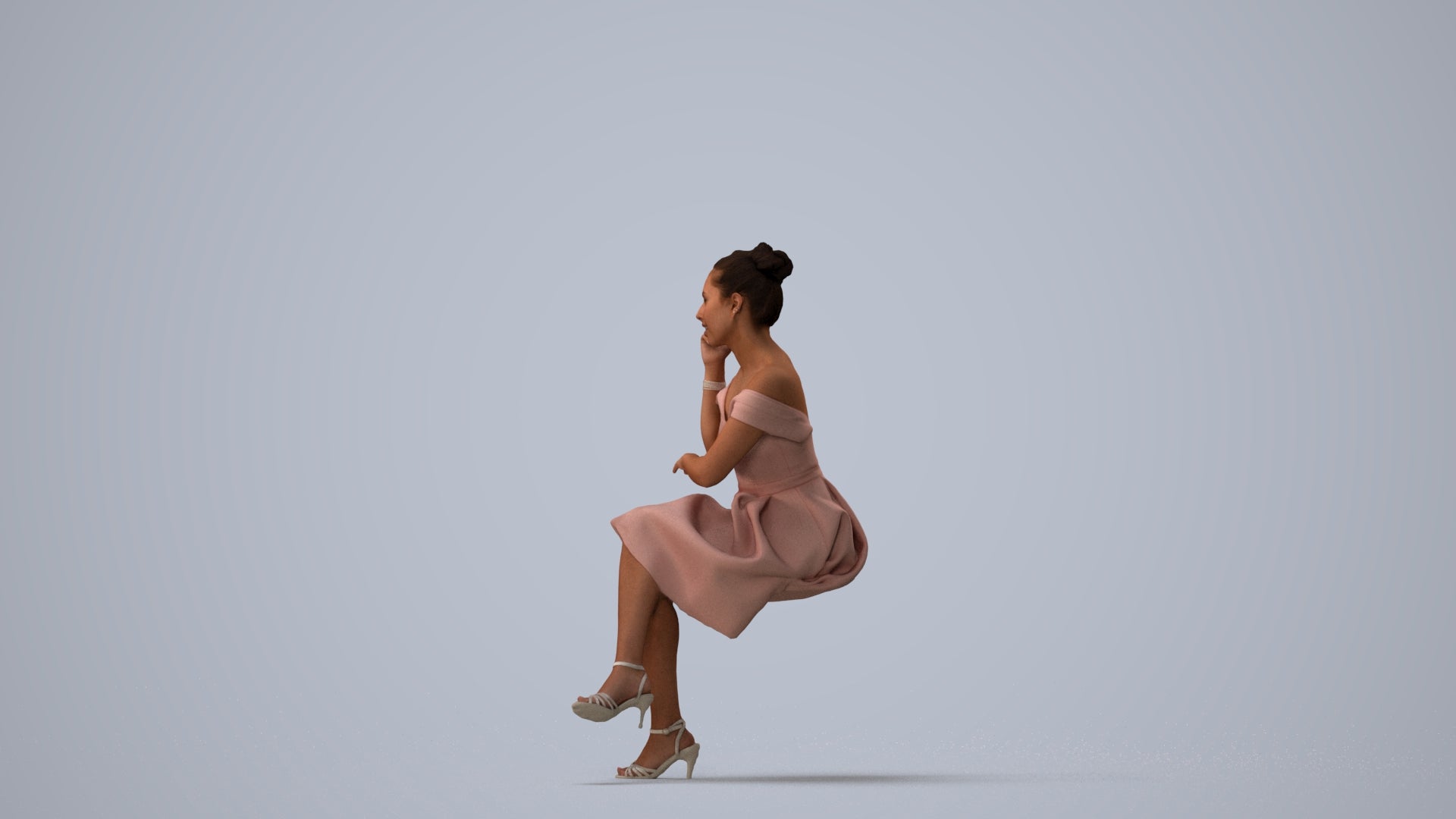 3D people model woman formal formalaffairs, scanned human for 3ds Max rendering, three-quarter view render