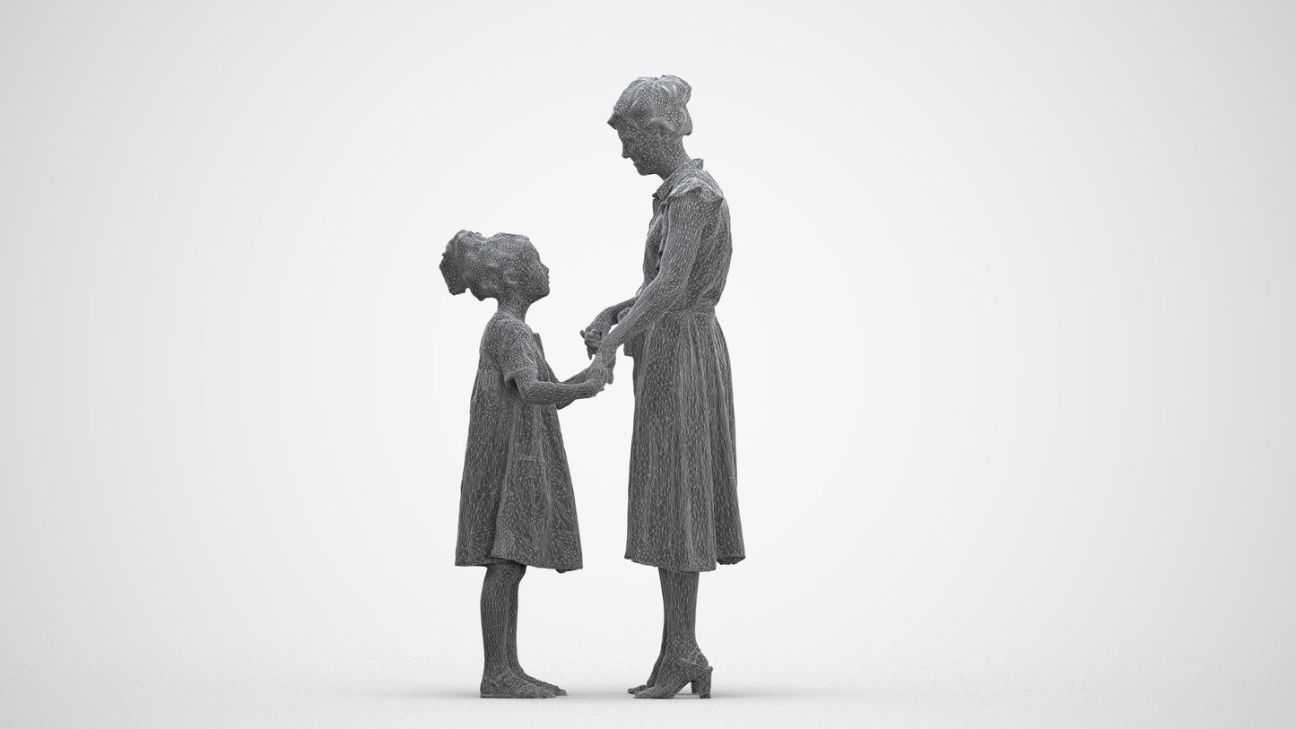 realistic 3D girl casual kids, scanned archviz people for Blender and 3ds Max, three-quarter front view render