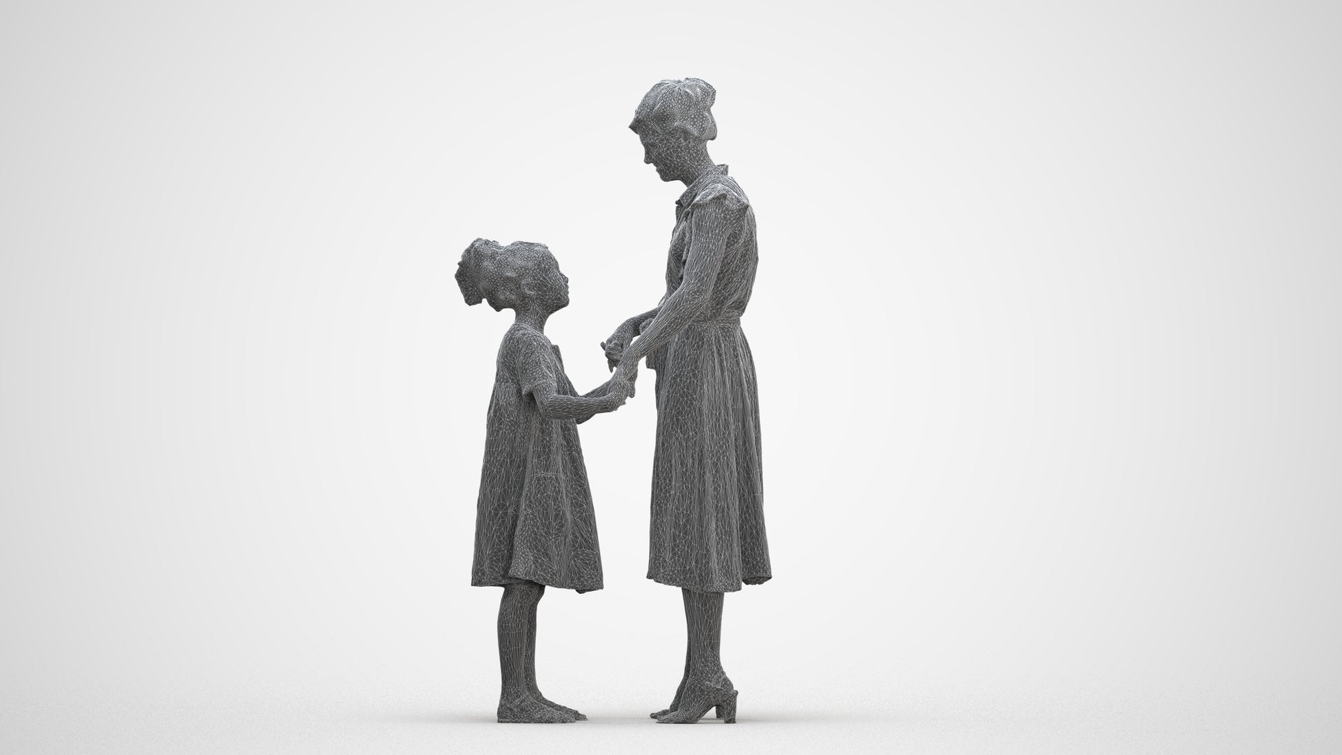 realistic 3D girl casual kids, scanned archviz people for Blender and 3ds Max, three-quarter front view render