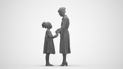 realistic 3D girl casual kids, scanned archviz people for Blender and 3ds Max, three-quarter front view render