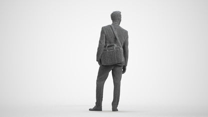 realistic 3D man business, scanned archviz people for Blender and 3ds Max, wireframe front view