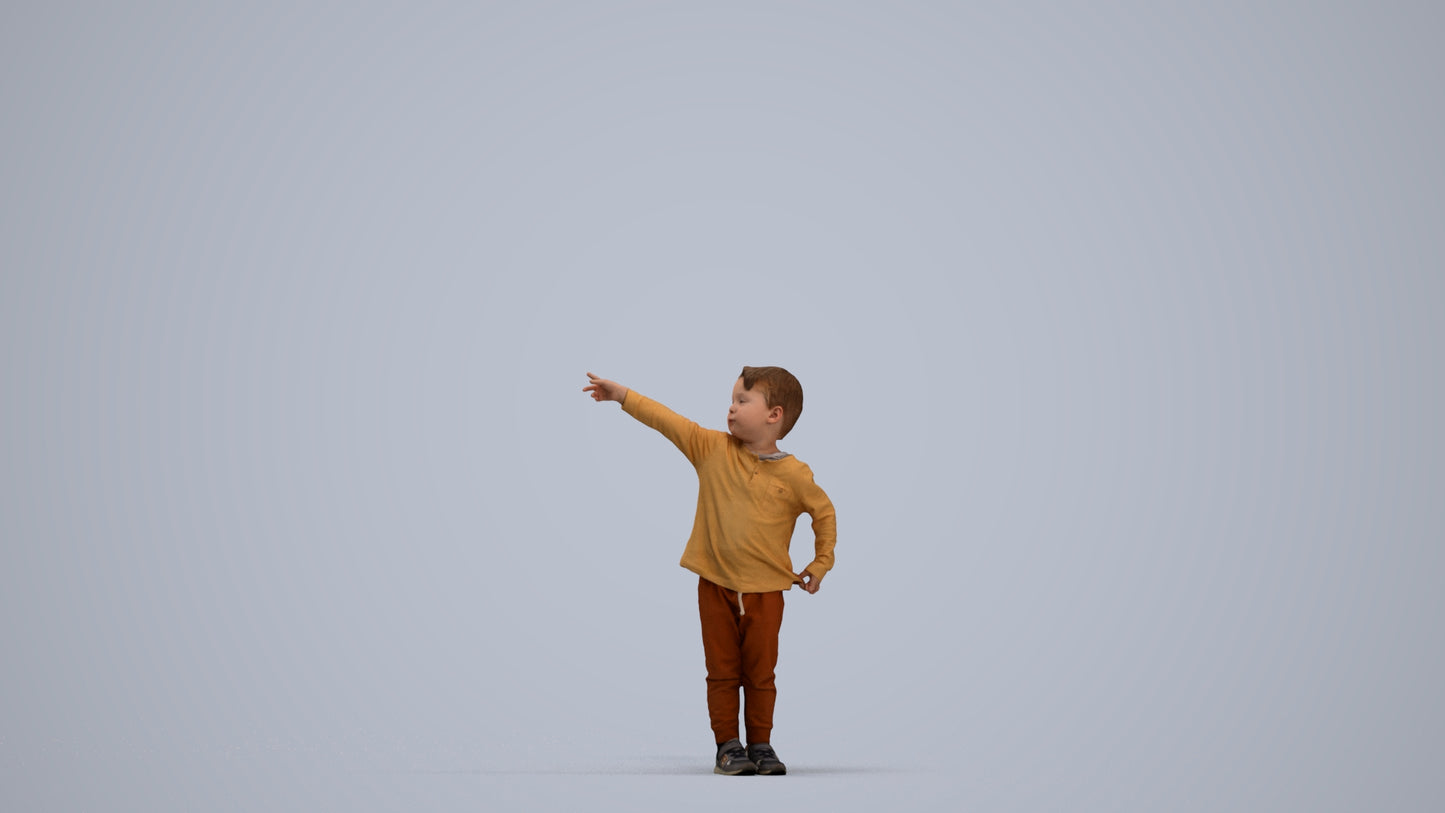 realistic 3D people boy casual kids, render-ready for V-Ray and Corona, FBX OBJ, standing pose render