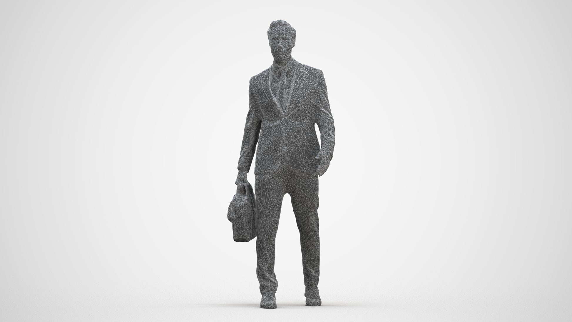 scanned 3D man formal business, photogrammetry people for Enscape and V-Ray, three-quarter front view render