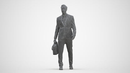 scanned 3D man formal business, photogrammetry people for Enscape and V-Ray, three-quarter front view render