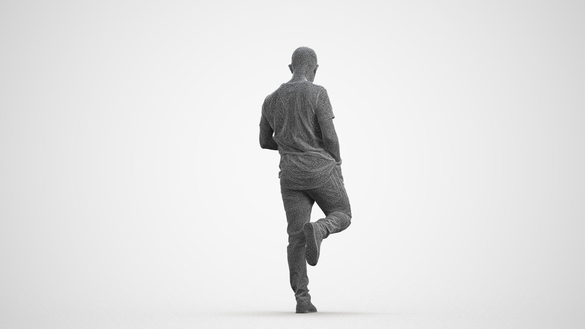 realistic 3D people man casual standing, render-ready for V-Ray and Corona, FBX OBJ, wireframe front view
