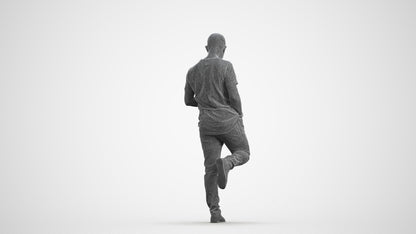 realistic 3D people man casual standing, render-ready for V-Ray and Corona, FBX OBJ, wireframe front view