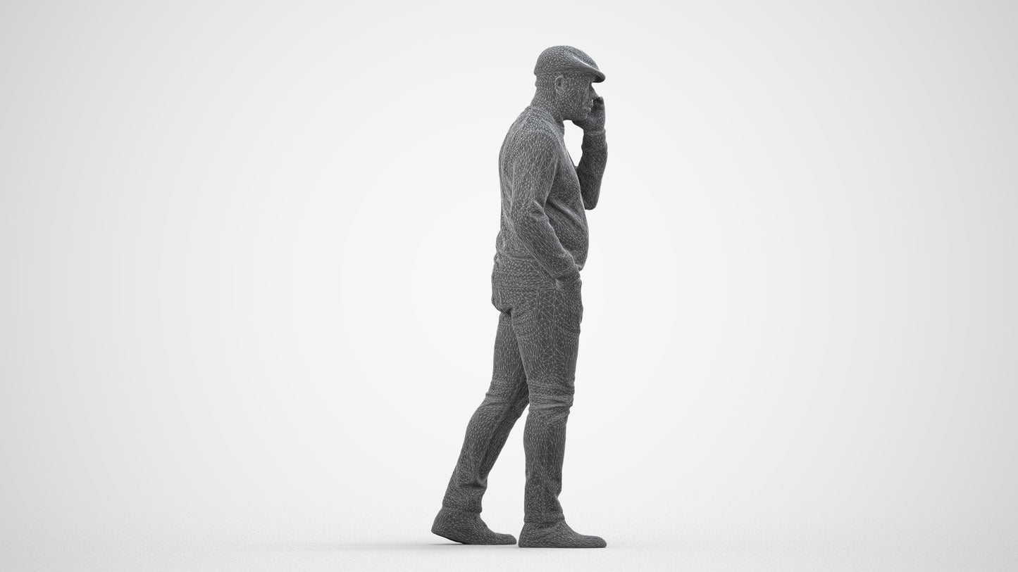 realistic 3D human man casual walking, archviz people FBX OBJ for Blender, wireframe side view