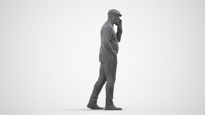 realistic 3D human man casual walking, archviz people FBX OBJ for Blender, wireframe side view