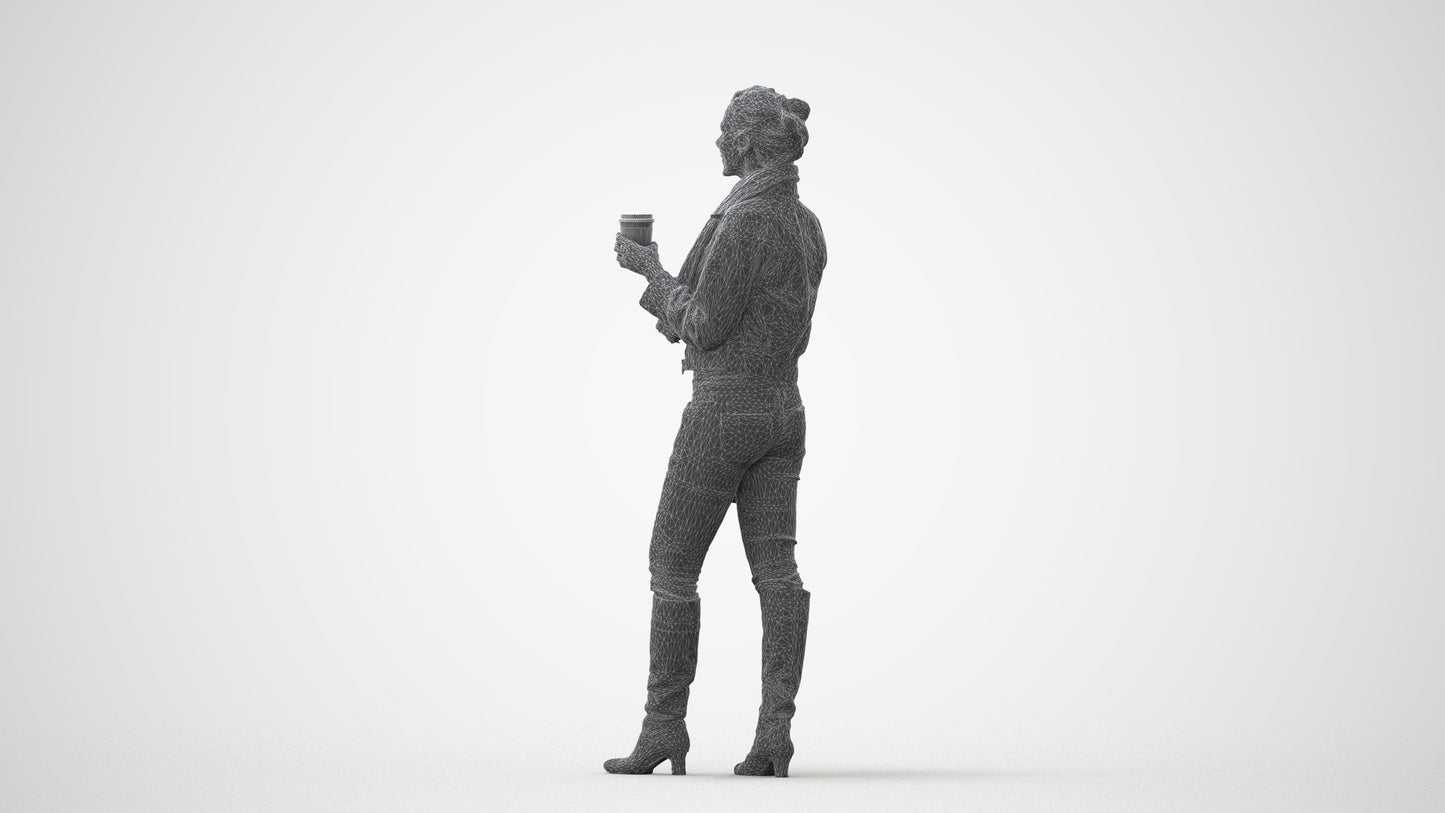 realistic 3D people woman casual standing, render-ready for V-Ray and Corona, FBX OBJ, square thumbnail