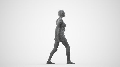 photogrammetry 3D woman sport, realistic human model archviz FBX, wireframe side view