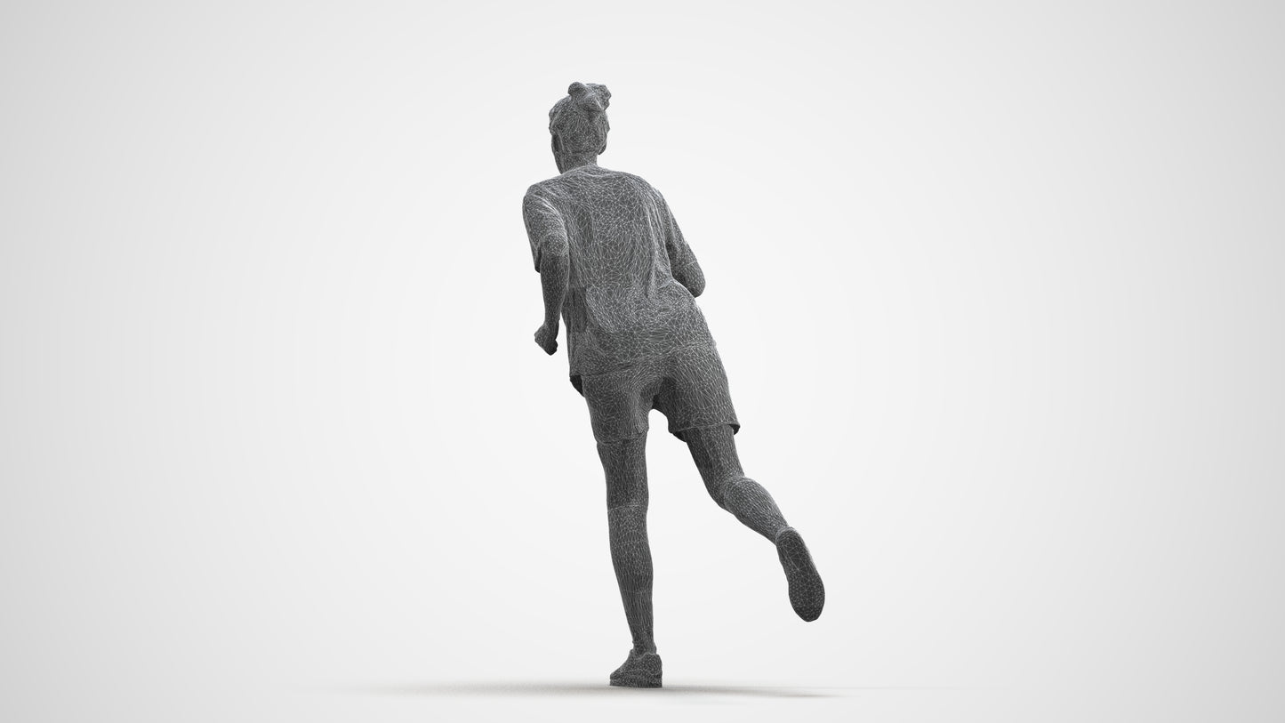 3D scanned woman sport, photorealistic archviz people for Enscape and SketchUp, wireframe front view